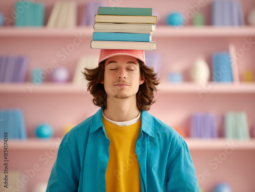 Creative Learning Concept with Books and a Colorful Character