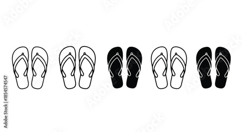 Flip flop icon set - Solid icons vector collection - Vector icon set - Line and glyph solid icon set - Icon vector - Flat Design Icon