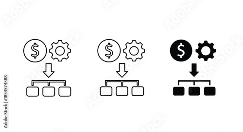 Financial management and system integration icons - Solid icons vector collection - Vector icon set - Line and glyph solid icon set - Icon vector - Flat Design Icon