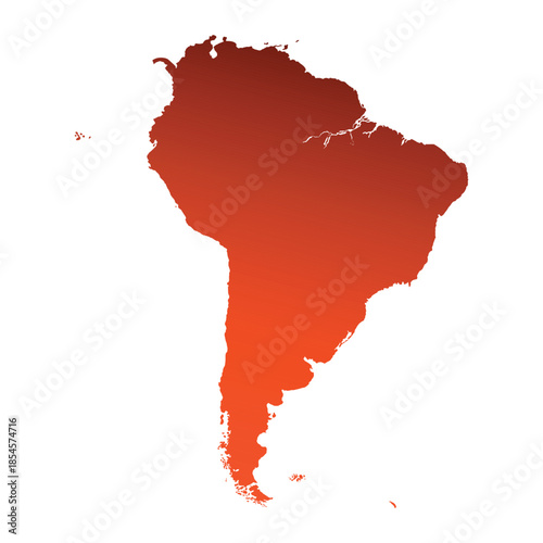 Map of South America, sign silhouette. World Map Globe. Vector Illustration isolated on transparent background. Latin American continent.