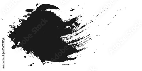 Abstract black and white grunge background with ink paint splat, texture, and spray drip illustration
