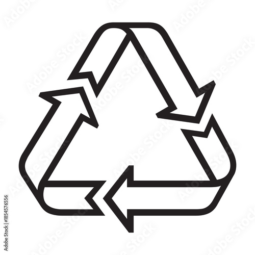 Black recycling line logo vector flat icon