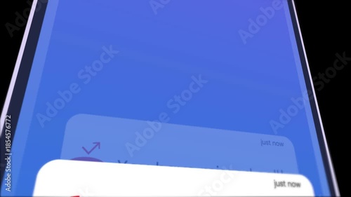 List of missed calls on smartphone screen animation isolated on black background