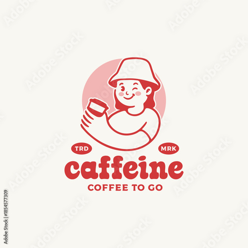 Vintage Coffee Hand Drawn Mascot Logo Illustration