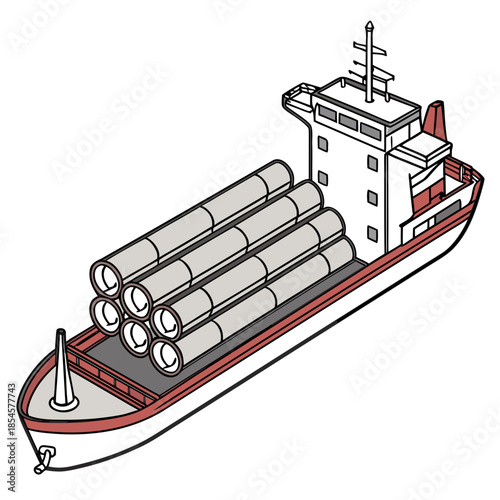 Cargo ship carrying wind farm support structures industrial 1