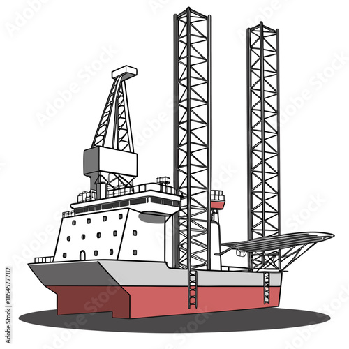 Offshore jack up vessel with extended legs and turret 1