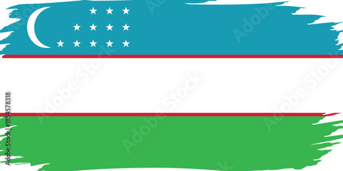 Flag of Uzbekistan. Uzbek national symbol in official colors. Template icon. Abstract vector background.