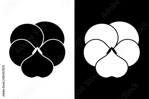 Black and White Pansy Icon Flat Vector for Web and Mobile UI