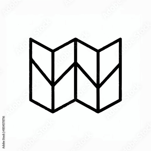 Modern minimalist map icon for navigation and travel