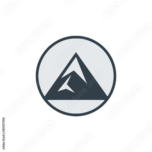 Free Download Modern mountain logo with geometric peaks in circle - GFXLoad