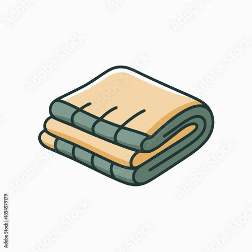 Folded blanket with green and beige colors for cozy home decor