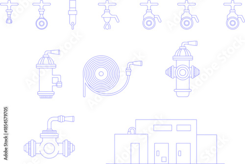 Plumbing fixtures and tools illustrations architectural drawings CAD
