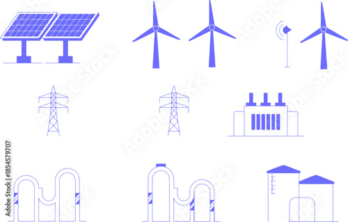 Renewable Energy Infrastructure Icons architectural drawings CAD