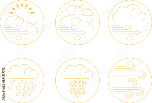 Weather icons on white background architectural drawings CAD