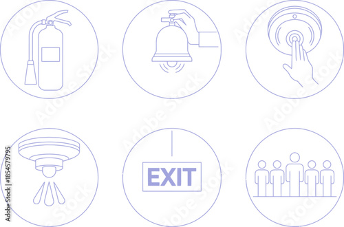 Fire Safety and Emergency Exit Icons architectural drawings CAD