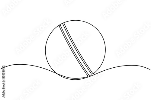 Cricket ball icon sign continuous one line drawing sports equipment on white background minimalist single art modern and clean symbol outline vector illustration