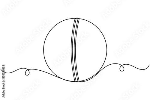 Cricket ball icon sign continuous one line drawing sports equipment on white background minimalist single art modern and clean symbol outline vector illustration