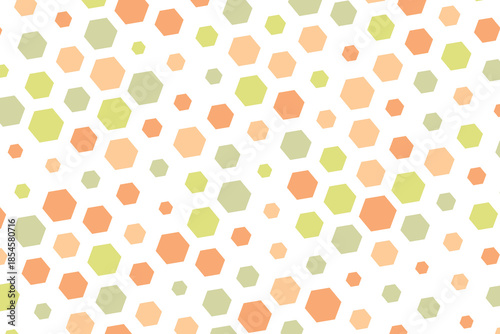 Hexagon pattern with honeycomb, cartoon bees. Vector illustration, geometric texture. Design template for invitation, card. Doodle style. Background with copy space.