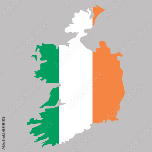 Map of Ireland with flag national symbol for travel 