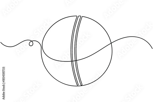 Cricket ball icon sign continuous one line drawing sports equipment on white background minimalist single art modern and clean symbol outline vector illustration