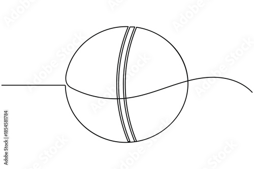 Cricket ball icon sign continuous one line drawing sports equipment on white background minimalist single art modern and clean symbol outline vector illustration
