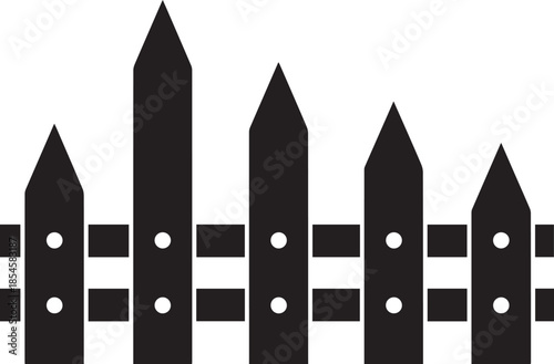 Wooden fence silhouette illustration vector black on a white background