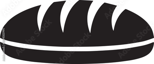 Loaf of bread in a solid orange-brown color silhouette illustration vector black on a white background