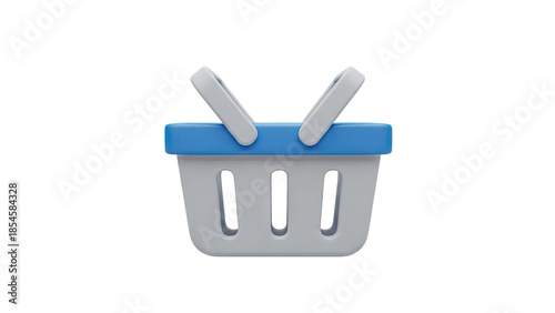 3D Shopping basket icon on transparent background