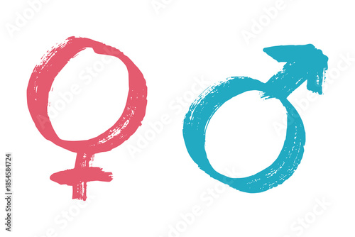 Hand drawn female and male gender identity sign Symbol used to represent sex and gender Single element for print, web, design, decor