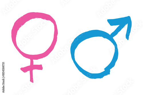 Hand drawn female and male gender identity sign Symbol used to represent sex and gender Single element for print, web, design, decor