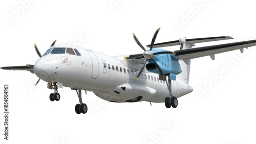 Quadro em tela Turboprop airplane PNG isolated on transparent background, regional airliner wit