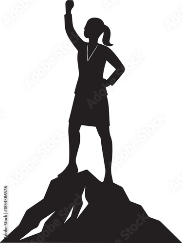silhouette of a woman standing on the peek of mountain