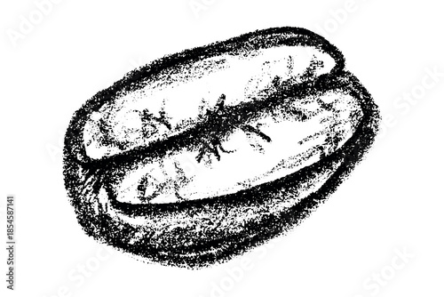 Hand drawn fresh roasted coffee bean Arabica robusta seed doodle Single element for print, web, design, decor