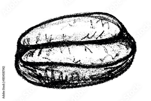 Hand drawn fresh roasted coffee bean Arabica robusta seed doodle Single element for print, web, design, decor