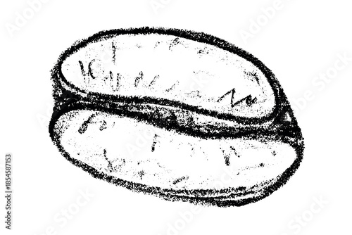 Hand drawn fresh roasted coffee bean Arabica robusta seed doodle Single element for print, web, design, decor