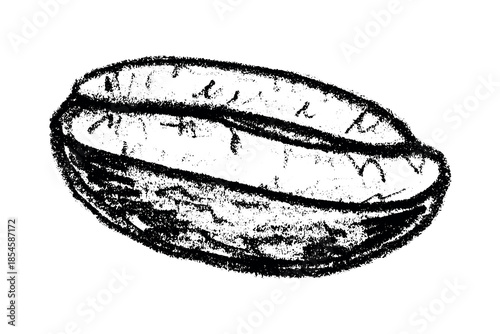 Hand drawn fresh roasted coffee bean Arabica robusta seed doodle Single element for print, web, design, decor