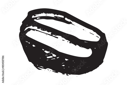 Hand drawn fresh roasted coffee bean Arabica robusta seed doodle Single element for print, web, design, decor