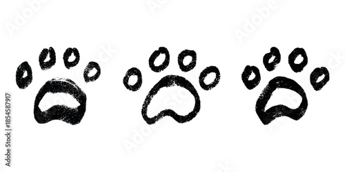 Set of hand drawn cute cat's paw Cat, dog, animal footprint in doodle style Single element for print, web, design, decor, greeting cards, children's prints