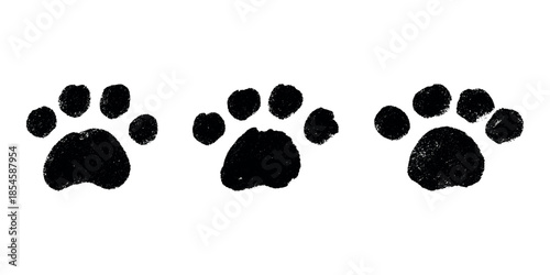 Set of hand drawn cute cat's paw Cat, dog, animal footprint in doodle style Single element for print, web, design, decor, greeting cards, children's prints