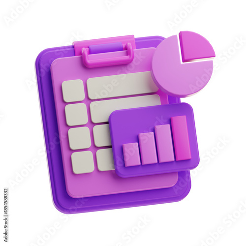 3D Illustration of Business Data Dashboard