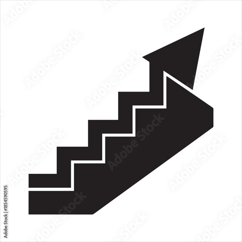 Stairs With Upward Arrow Icon Vector Illustration