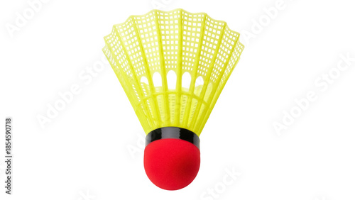 Foto Yellow badminton shuttlecock isolated PNG, sport equipment for training and comp
