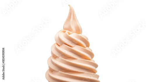 Peach frozen yogurt isolated PNG on transparent background, creamy soft serve dessert for summer treats and healthy eating