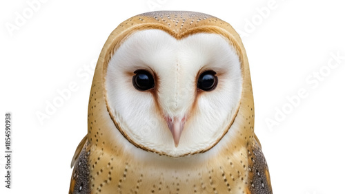 Cuadro en lienzo Barn owl isolated PNG on transparent background, nocturnal bird of prey with hea