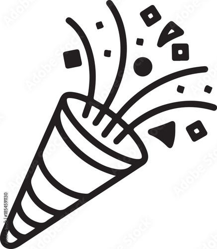 Collection of new year celebration icons in a graphic silhouette style