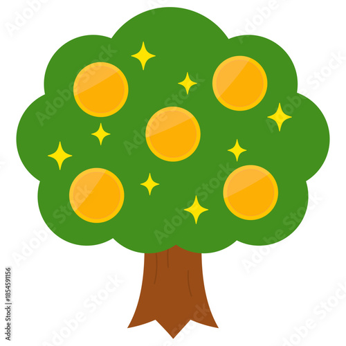 お金やポイントがなる木のイメージイラスト
