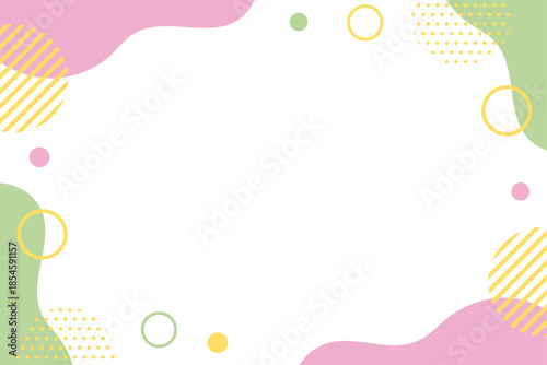 アブストラクトなピンクとグリーンのフレームイラスト