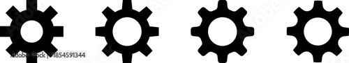 Gear setting vector icon set. Isolated black gears mechanism and cog wheel on white background. Progress or construction concept. Cogwheel icons UI vector.