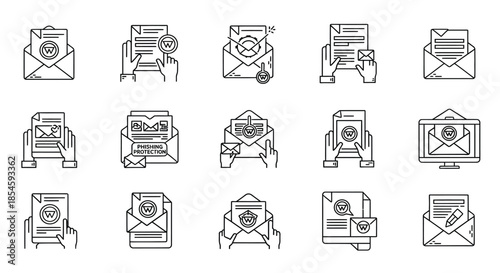 Various email icons representing different actions