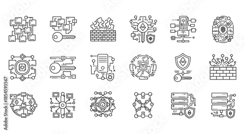 Collection of cybersecurity and data protection icons